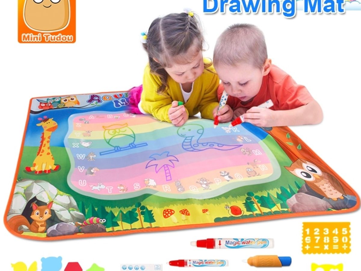 Water Doodle Mat - Kids Painting Writing Doodle Toy Mat - Color Doodle  Drawing Mat Bring Magic Pens Educational Toys For Age 2 3 4 5 6 7 Year Old