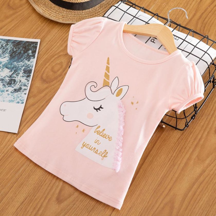 Unicorn Designed Tshirt for Little Girls Kid Loves Toys