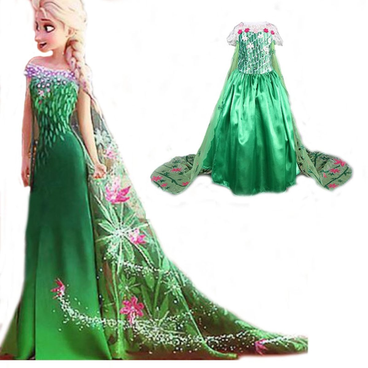 anna green dress cosplay Disney Frozen 2 Anna Green Cosplay Costume – AAACosplay main image 1