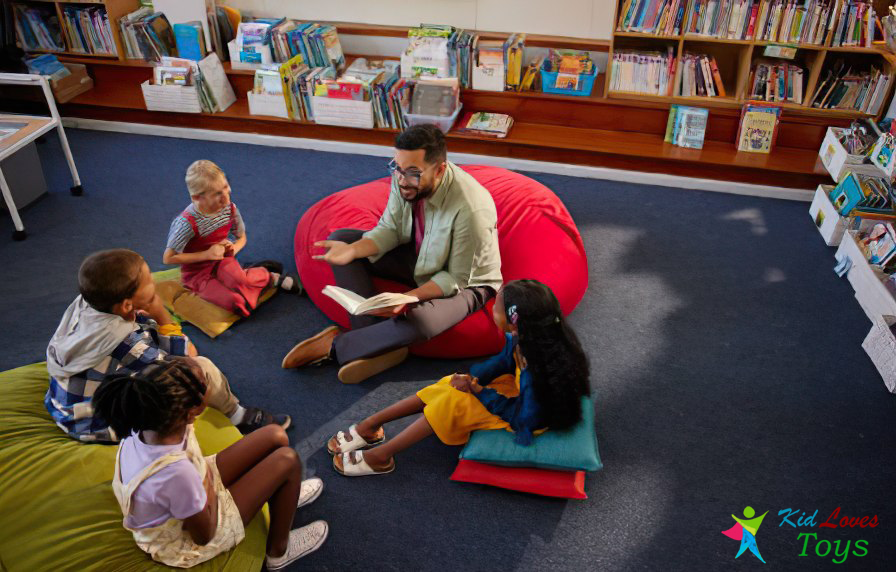 Parent and child playing and bonding over toys