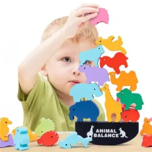Wooden Animal and Dinosaur Balance Blocks Toys For Children