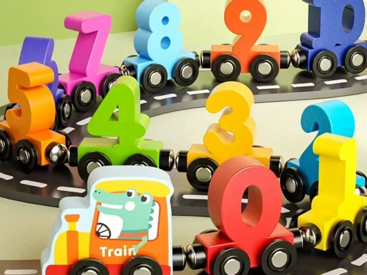 Play22 Wooden Train Tracks 52 PCS Wooden Train Set For Kids Plus 2 Bonus Toy Trains - Best Buy